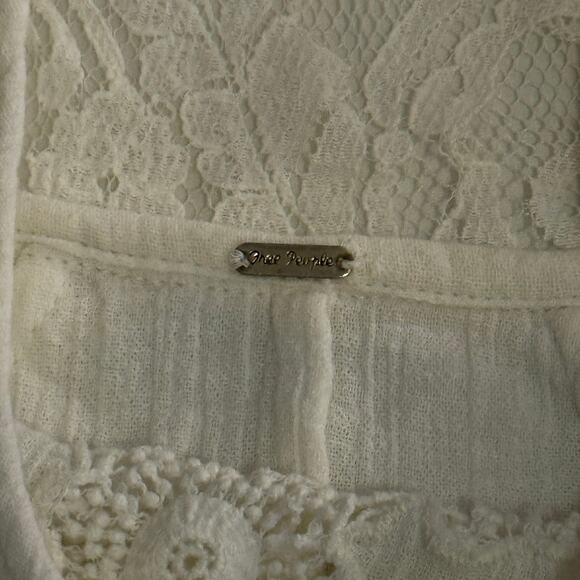 Free People Tiered Tank Top Sleeveless with Lace Detail White Size Small - Picture 5 of 7